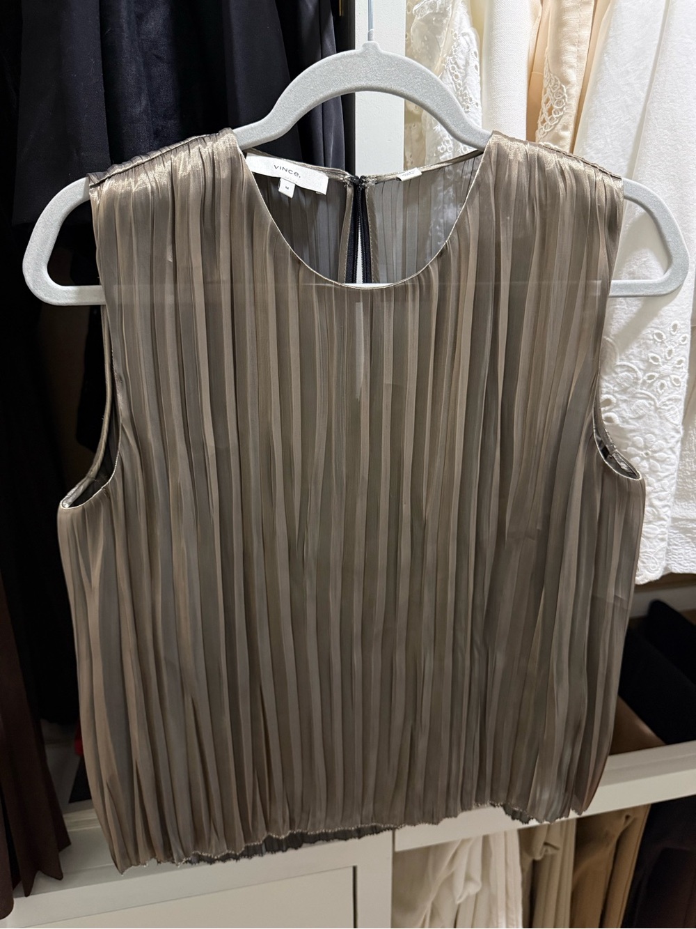 Vince Pleated Sleeveless Camisole - Taupe